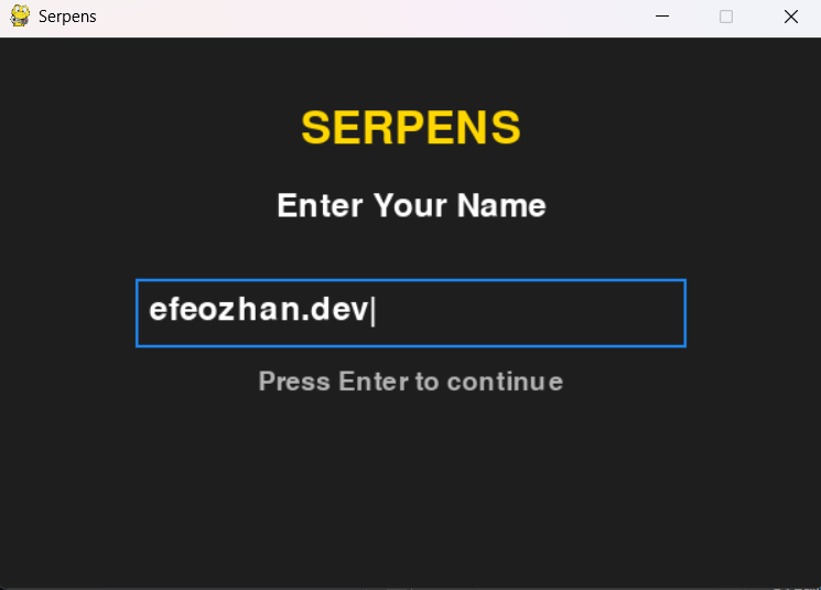 Serpens Start Screen